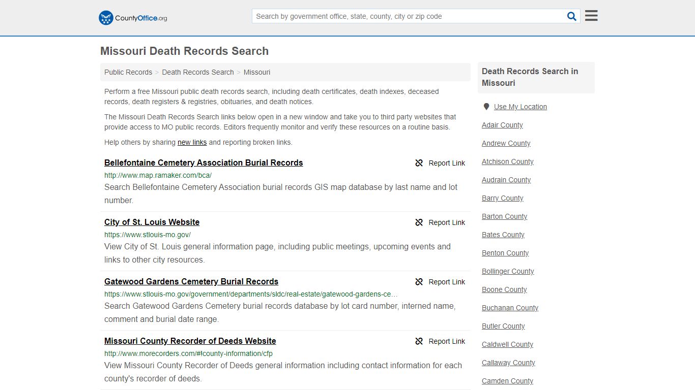Death Records Search - Missouri (Death Certificates & Indexes)